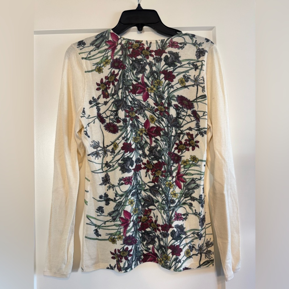 Neiman Marcus Floral Cashmere, Silk, and Wool blend Sweater - Picture 2 of 7